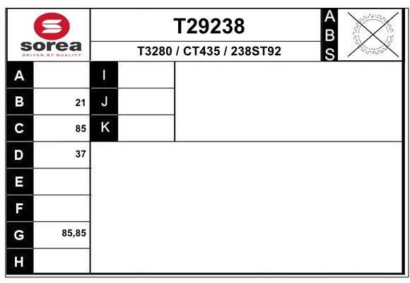 EAI T29238 Вал приводной T29238: Отличная цена - Купить в Польше на 2407.PL!