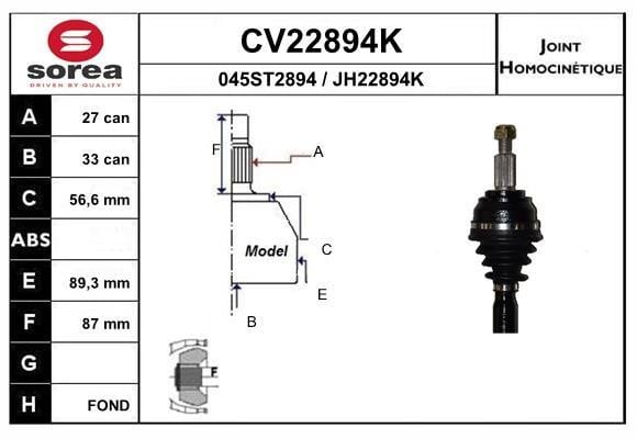 EAI CV22894K Joint kit, drive shaft CV22894K: Buy near me in Poland at 2407.PL - Good price!