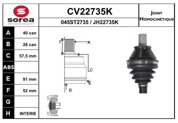 EAI CV22735K Joint kit, drive shaft CV22735K: Buy near me in Poland at 2407.PL - Good price!