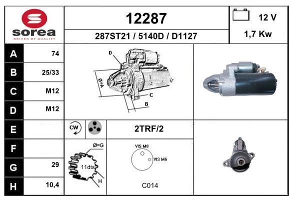 EAI 12287 Starter 12287: Buy near me in Poland at 2407.PL - Good price!