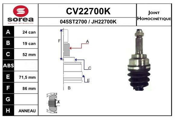 EAI CV22700K Joint kit, drive shaft CV22700K: Buy near me in Poland at 2407.PL - Good price!