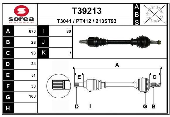EAI T39213 Drive shaft T39213: Buy near me in Poland at 2407.PL - Good price!