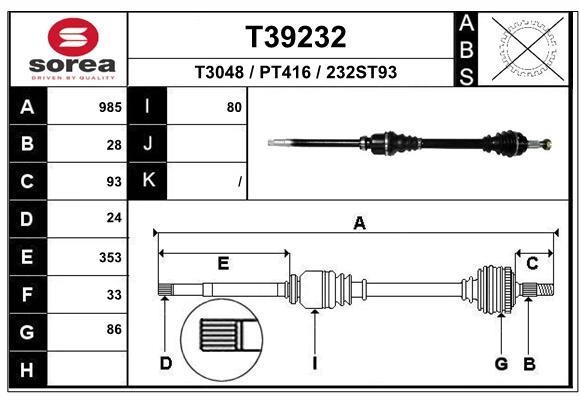 EAI T39232 Drive shaft T39232: Buy near me in Poland at 2407.PL - Good price!