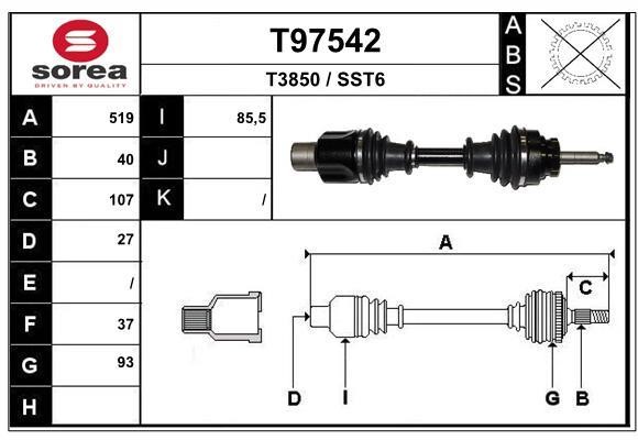 EAI T97542 Drive shaft T97542: Buy near me in Poland at 2407.PL - Good price!