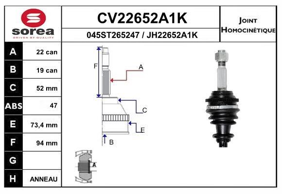 EAI CV22652A1K Joint kit, drive shaft CV22652A1K: Buy near me in Poland at 2407.PL - Good price!