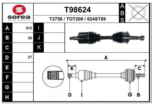 EAI T98624 Drive shaft T98624: Buy near me in Poland at 2407.PL - Good price!