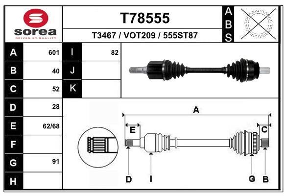 EAI T78555 Drive shaft T78555: Buy near me in Poland at 2407.PL - Good price!