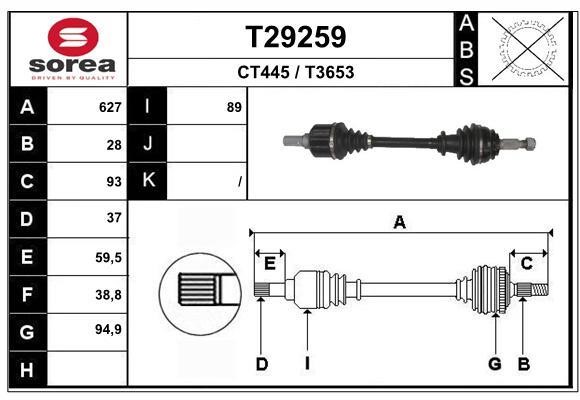 EAI T29259 Drive shaft T29259: Buy near me in Poland at 2407.PL - Good price!