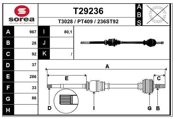 EAI T29236 Drive shaft T29236: Buy near me in Poland at 2407.PL - Good price!