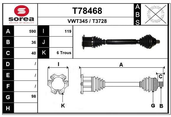 EAI T78468 Antriebswelle T78468: Kaufen Sie zu einem guten Preis in Polen bei 2407.PL!