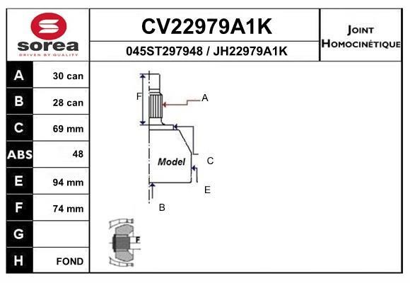 EAI CV22979A1K Joint kit, drive shaft CV22979A1K: Buy near me in Poland at 2407.PL - Good price!