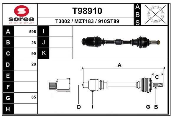 EAI T98910 Drive shaft T98910: Buy near me in Poland at 2407.PL - Good price!