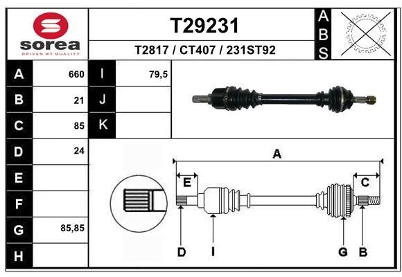 EAI T29231 Drive shaft T29231: Buy near me in Poland at 2407.PL - Good price!