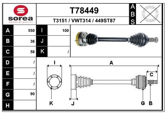 EAI T78449 Drive shaft T78449: Buy near me in Poland at 2407.PL - Good price!