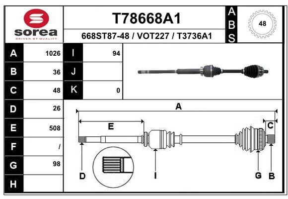 EAI T78668A1 Antriebswelle T78668A1: Kaufen Sie zu einem guten Preis in Polen bei 2407.PL!