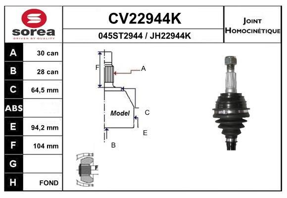 EAI CV22944K Joint kit, drive shaft CV22944K: Buy near me in Poland at 2407.PL - Good price!