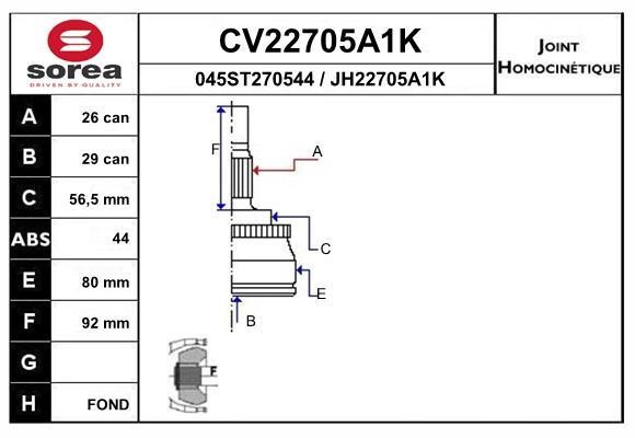 EAI CV22705A1K Przegub homokinetyczny CV22705A1K: Dobra cena w Polsce na 2407.PL - Kup Teraz!