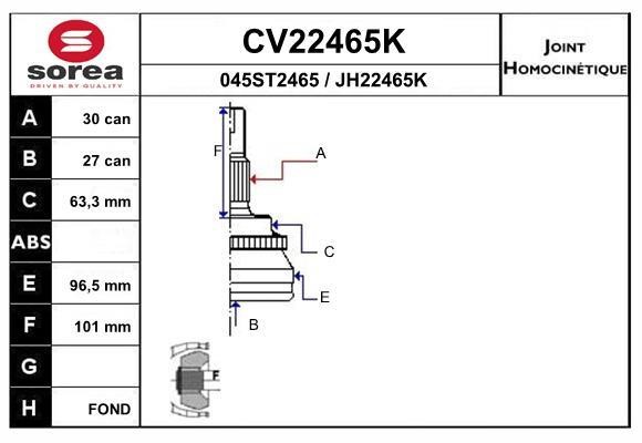 EAI CV22465K Joint kit, drive shaft CV22465K: Buy near me in Poland at 2407.PL - Good price!