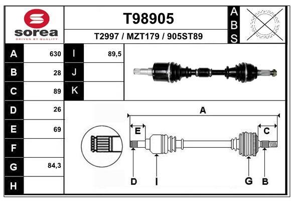 EAI T98905 Drive shaft T98905: Buy near me in Poland at 2407.PL - Good price!