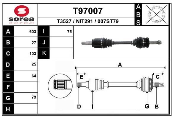 EAI T97007 Drive shaft T97007: Buy near me at 2407.PL in Poland at an Affordable price!