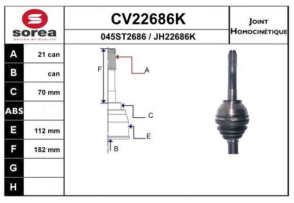 EAI CV22686K Joint kit, drive shaft CV22686K: Buy near me in Poland at 2407.PL - Good price!