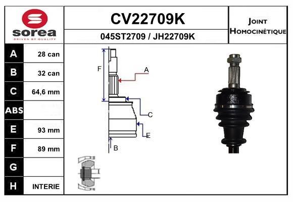 EAI CV22709K Joint kit, drive shaft CV22709K: Buy near me in Poland at 2407.PL - Good price!