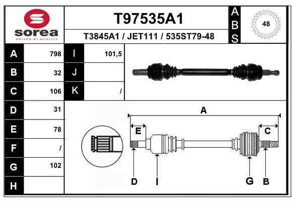 EAI T97535A1 Drive shaft T97535A1: Buy near me in Poland at 2407.PL - Good price!