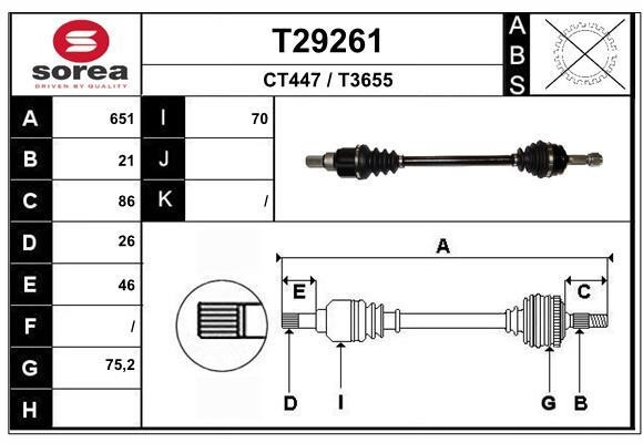 EAI T29261 Drive shaft T29261: Buy near me in Poland at 2407.PL - Good price!