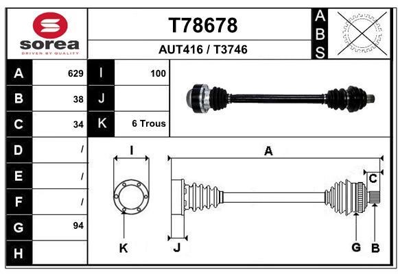EAI T78678 Drive shaft T78678: Buy near me in Poland at 2407.PL - Good price!