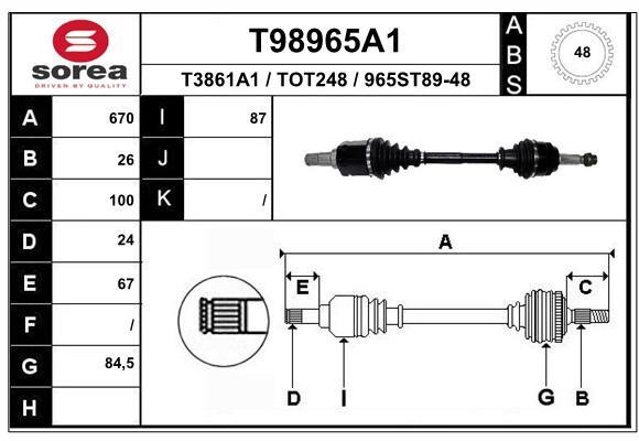 EAI T98965A1 Drive shaft T98965A1: Buy near me in Poland at 2407.PL - Good price!