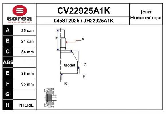 EAI CV22925A1K Joint kit, drive shaft CV22925A1K: Buy near me in Poland at 2407.PL - Good price!