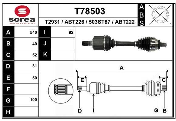 EAI T78503 Wał napędowy T78503: Dobra cena w Polsce na 2407.PL - Kup Teraz!