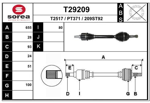 EAI T29209 Drive shaft T29209: Buy near me in Poland at 2407.PL - Good price!