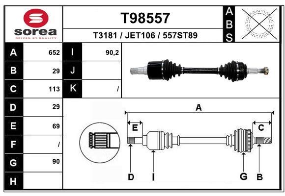EAI T98557 Drive shaft T98557: Buy near me in Poland at 2407.PL - Good price!