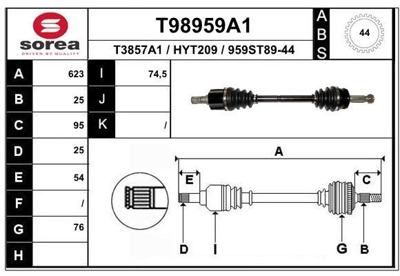 EAI T98959A1 Drive shaft T98959A1: Buy near me in Poland at 2407.PL - Good price!