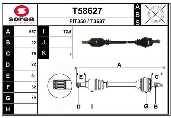 EAI T58627 Drive shaft T58627: Buy near me in Poland at 2407.PL - Good price!