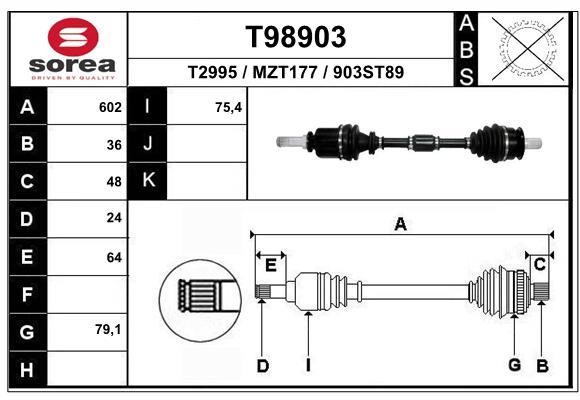 EAI T98903 Вал привідний T98903: Приваблива ціна - Купити у Польщі на 2407.PL!