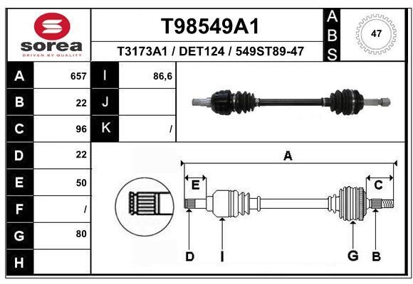 EAI T98549A1 Вал приводной T98549A1: Отличная цена - Купить в Польше на 2407.PL!