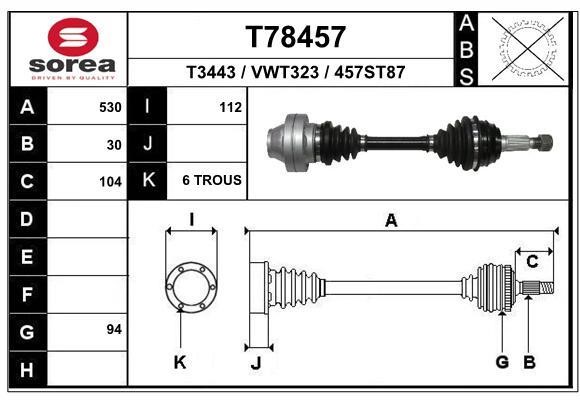 EAI T78457 Drive shaft T78457: Buy near me at 2407.PL in Poland at an Affordable price!