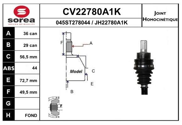EAI CV22780A1K Joint kit, drive shaft CV22780A1K: Buy near me in Poland at 2407.PL - Good price!