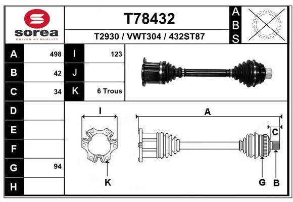 EAI T78432 Drive shaft T78432: Buy near me in Poland at 2407.PL - Good price!