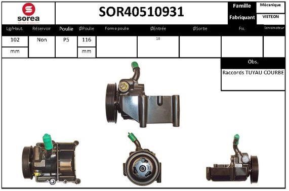EAI SOR40510931 Hydraulic Pump, steering system SOR40510931: Buy near me in Poland at 2407.PL - Good price!