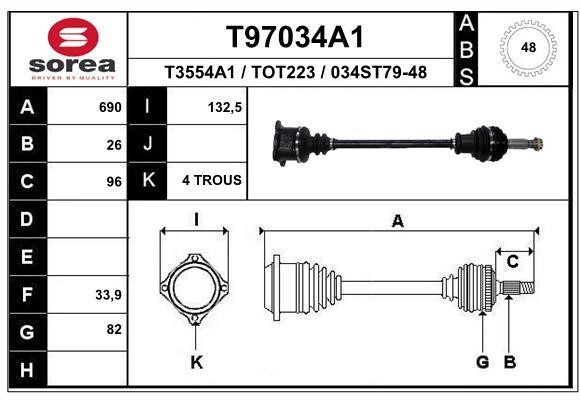 EAI T97034A1 Drive shaft T97034A1: Buy near me in Poland at 2407.PL - Good price!