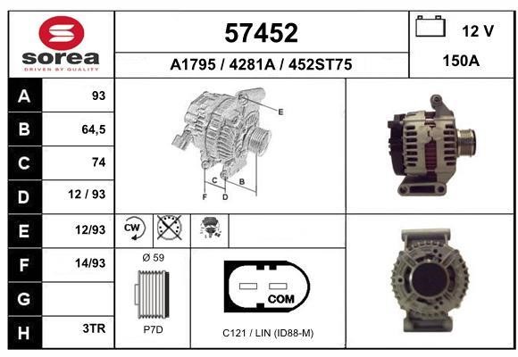 EAI 57452 Alternator 57452: Buy near me in Poland at 2407.PL - Good price!