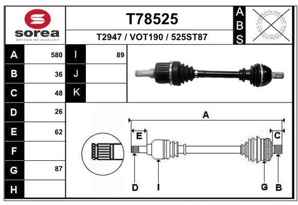 EAI T78525 Drive shaft T78525: Buy near me in Poland at 2407.PL - Good price!