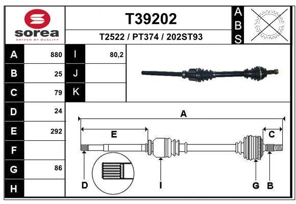 EAI T39202 Drive shaft T39202: Buy near me in Poland at 2407.PL - Good price!