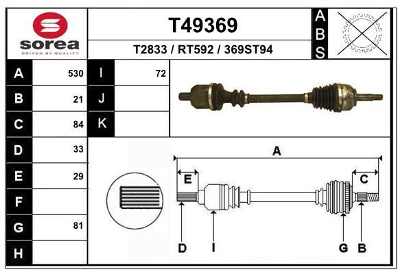 EAI T49369 Drive shaft T49369: Buy near me in Poland at 2407.PL - Good price!