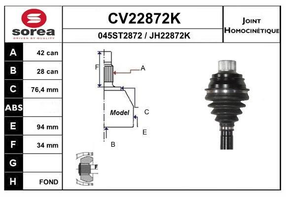 EAI CV22872K Joint kit, drive shaft CV22872K: Buy near me at 2407.PL in Poland at an Affordable price!
