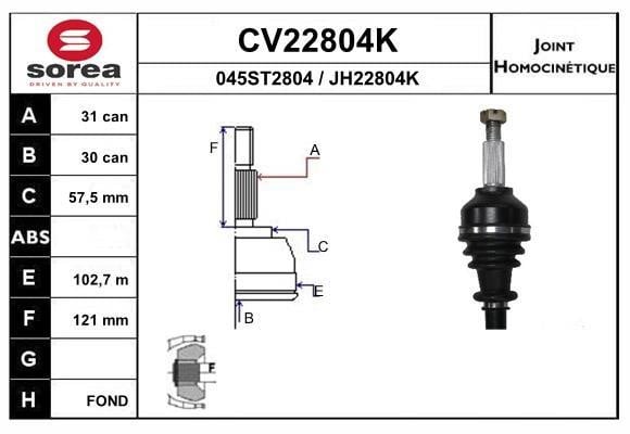 EAI CV22804K Joint kit, drive shaft CV22804K: Buy near me in Poland at 2407.PL - Good price!