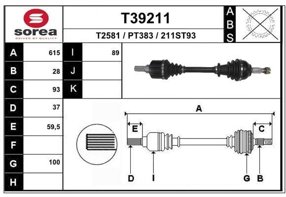 EAI T39211 Drive shaft T39211: Buy near me in Poland at 2407.PL - Good price!
